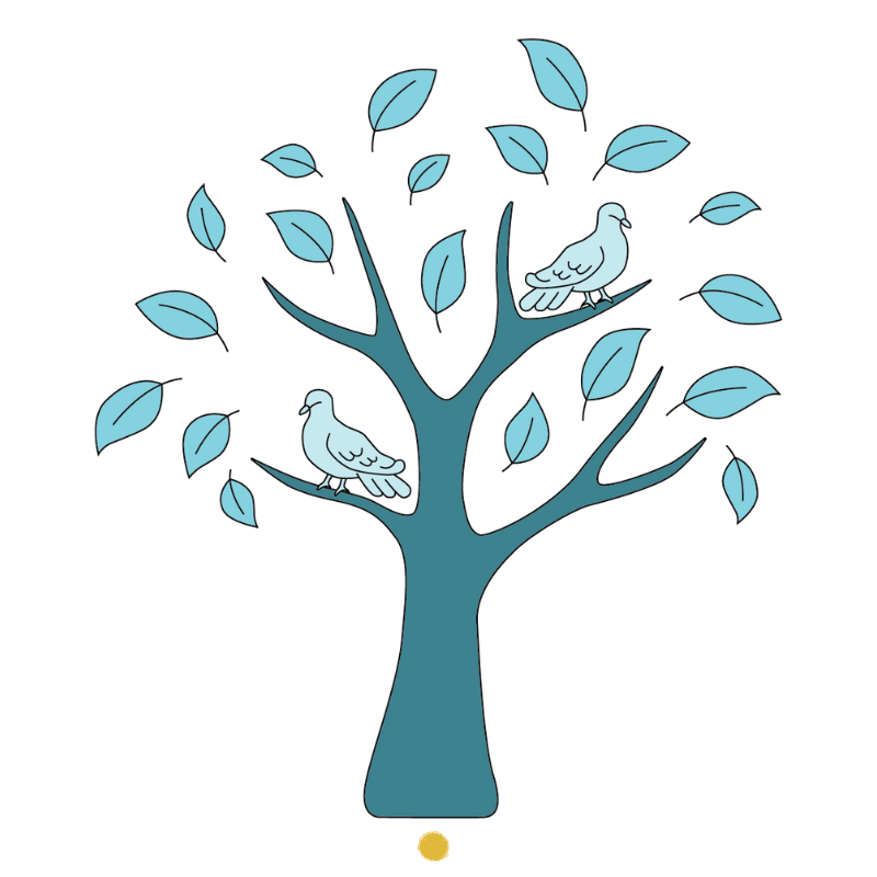 Two birds perched on a fully grown mustard tree